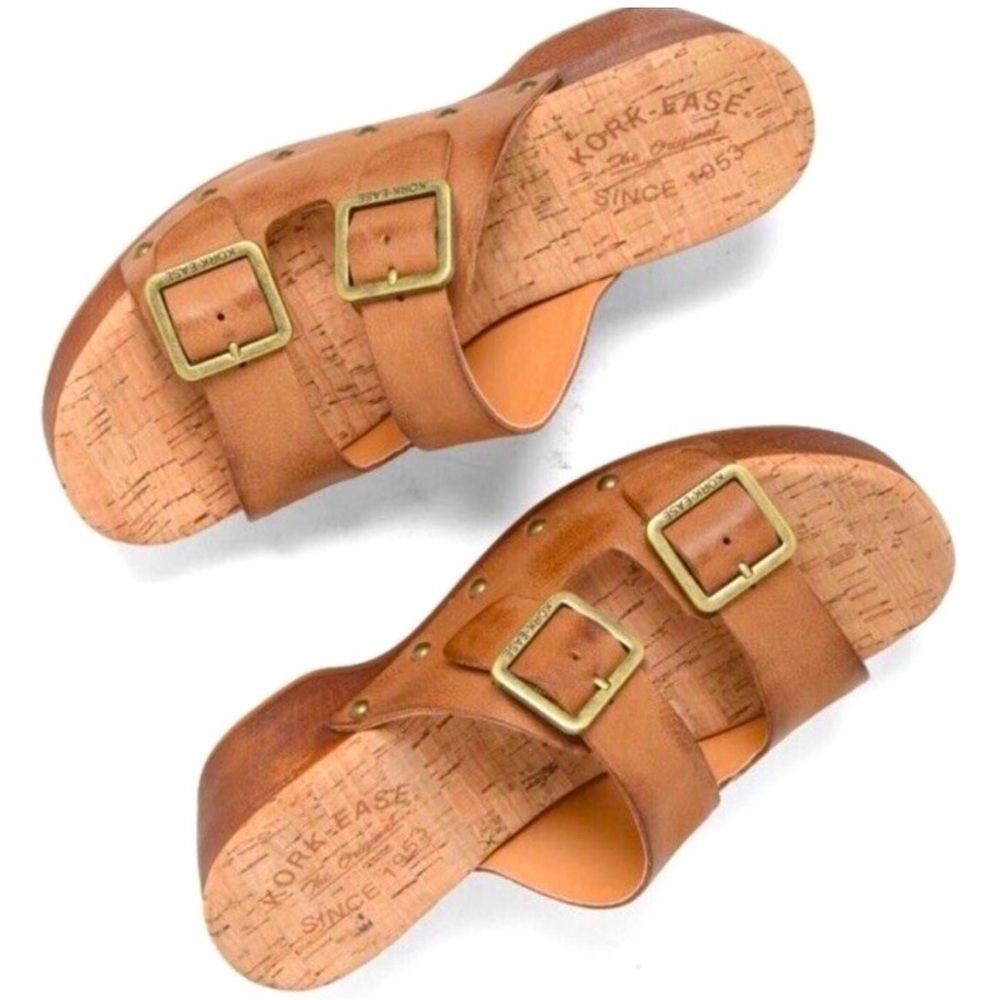 Kork-Ease Saffron Slide Leather Sandal Cork Woodgrain Brown‎ Terra 8